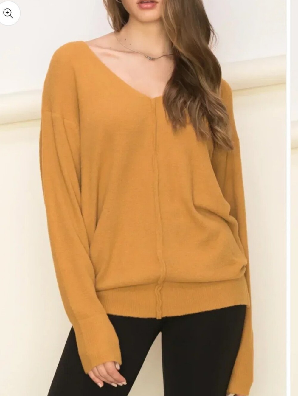 V-Neck Oversized Women's Sweater in brown Sugar